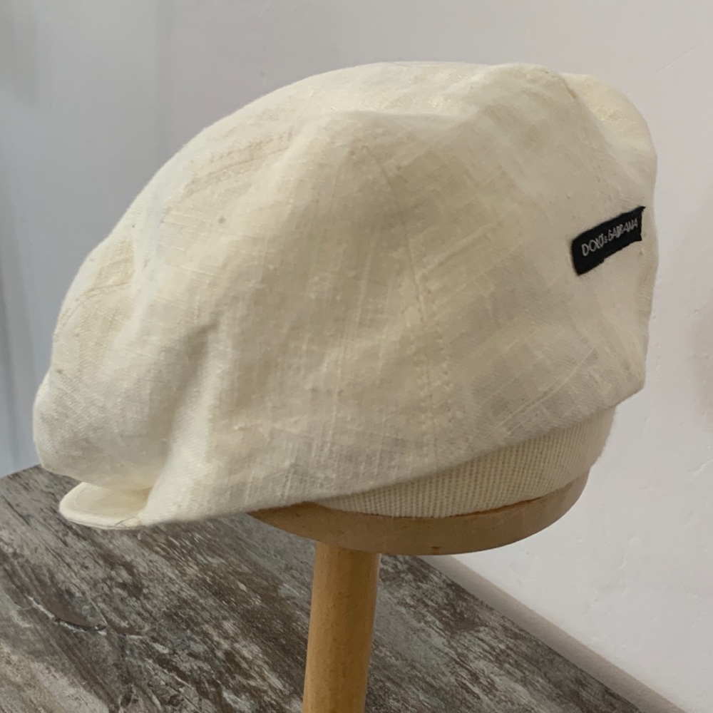White linen paperboy hat